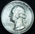 1951 S 25C Washington Quarter AU/BU Frosty Slider ~ 26186