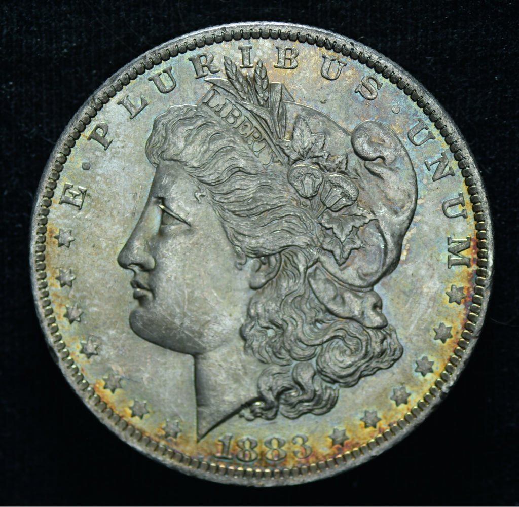 1884-O $1 Morgan Silver Dollar UNC Amazing Rainbow Toning - 25479
