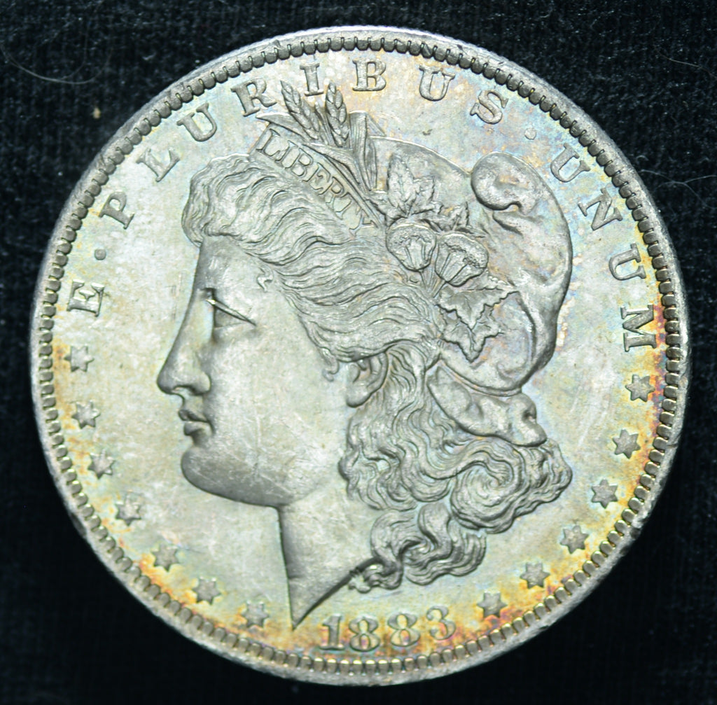 1884-O $1 Morgan Silver Dollar UNC Amazing Rainbow Toning - 25479