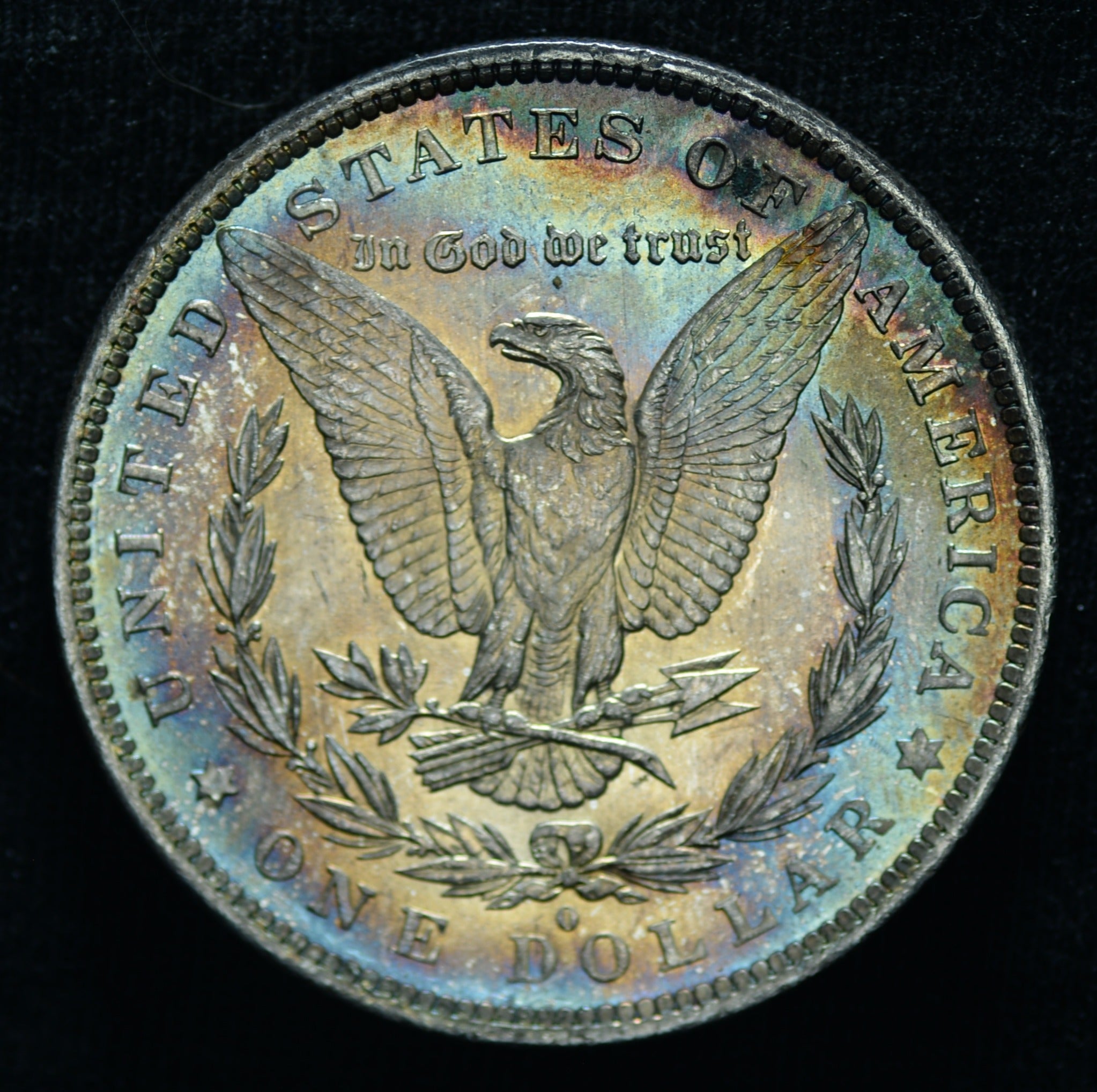 1884-O $1 Morgan Silver Dollar UNC Amazing Rainbow Toning - 25479