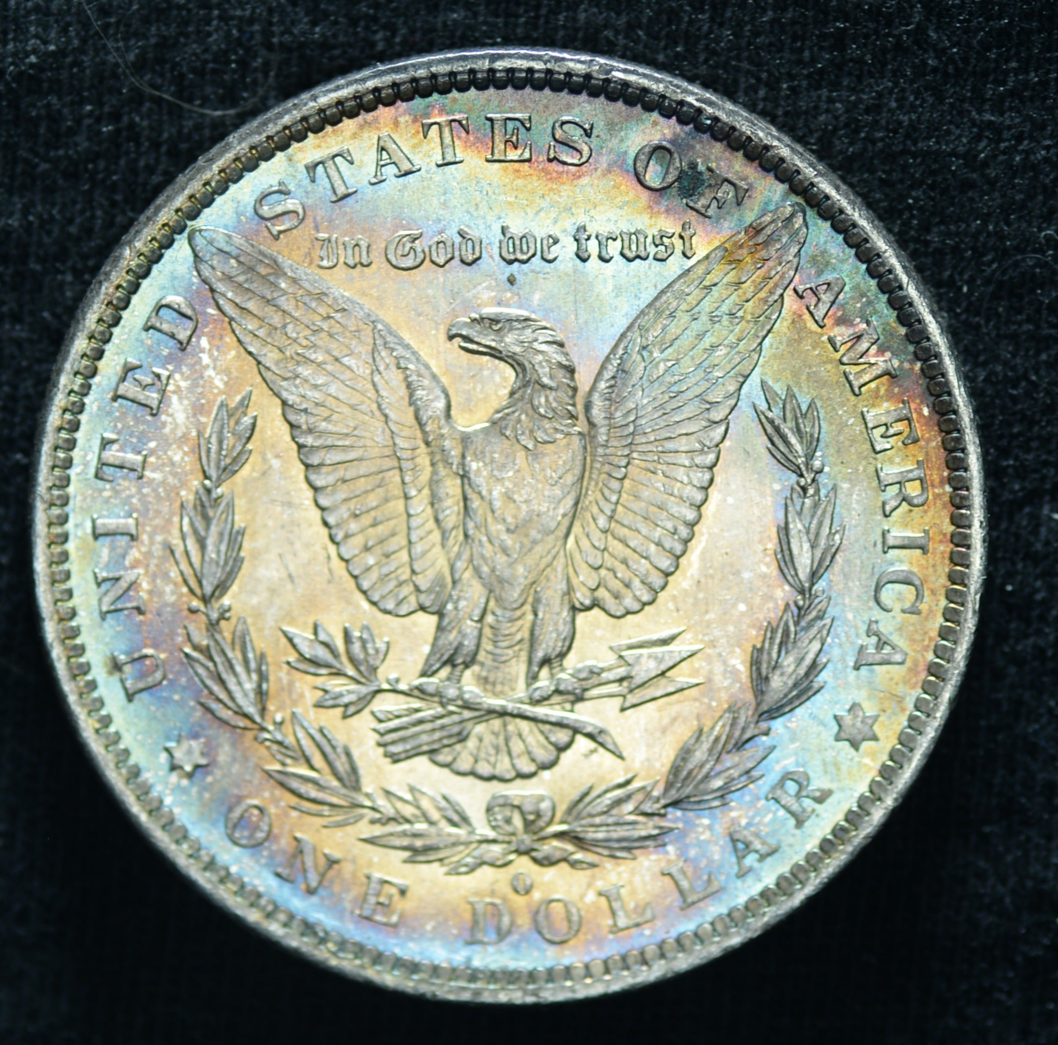 1884-O $1 Morgan Silver Dollar UNC Amazing Rainbow Toning - 25479