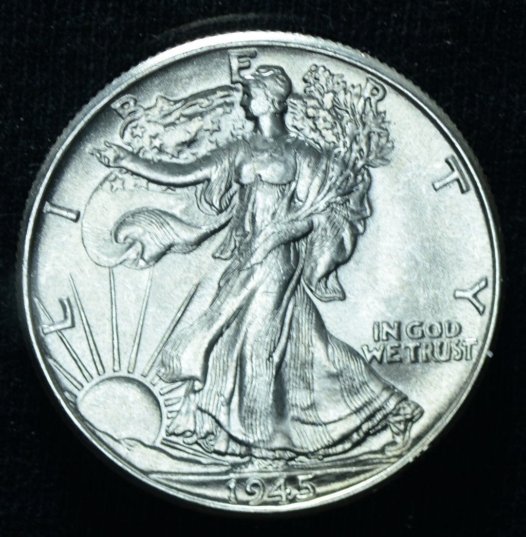 1945 50C Walking Liberty Half Dollar Brilliant Uncirculated BU - 25579