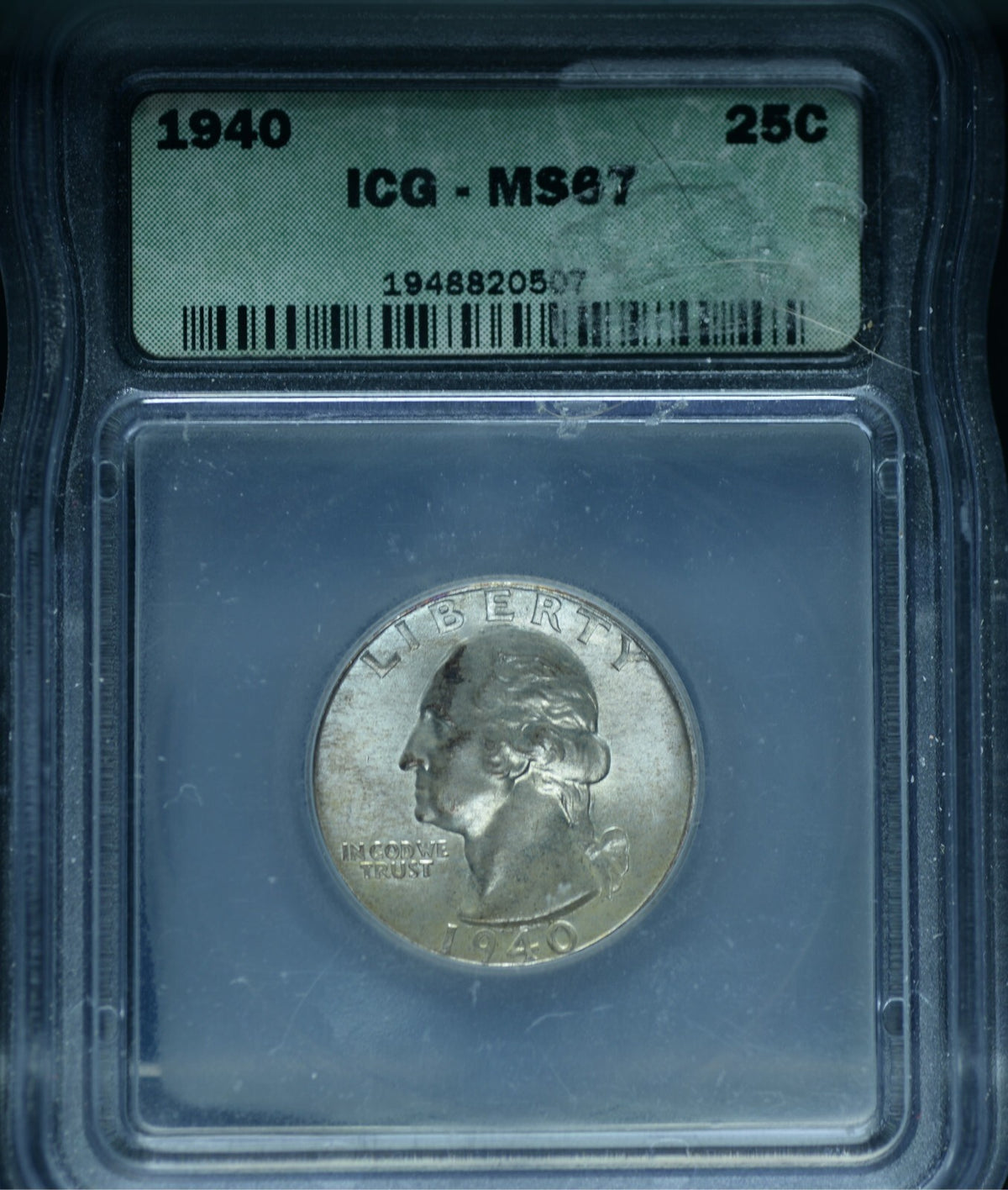 1940 25C Washington Quarter MS67 ~ 26158