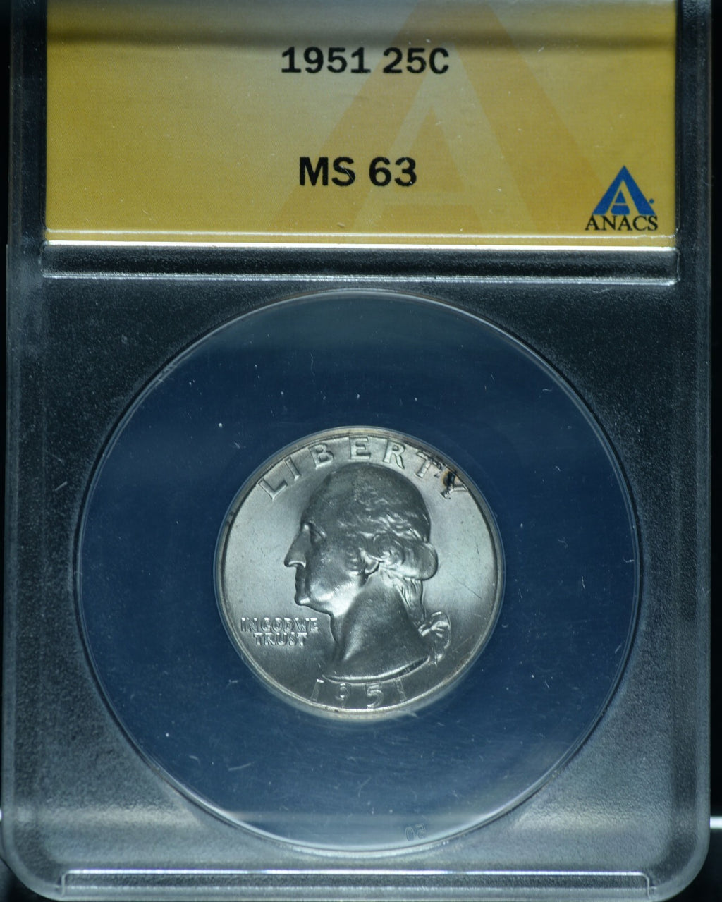 1951 25C Washington Quarter ANACS MS63 ~ 25390