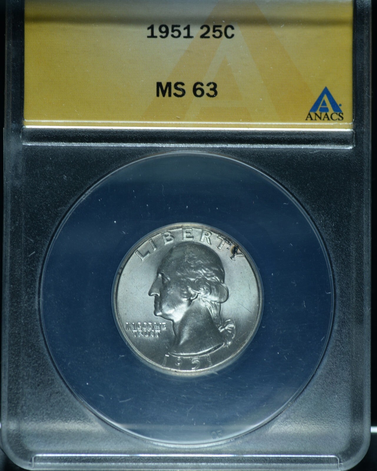 1951 25C Washington Quarter ANACS MS63 ~ 25390