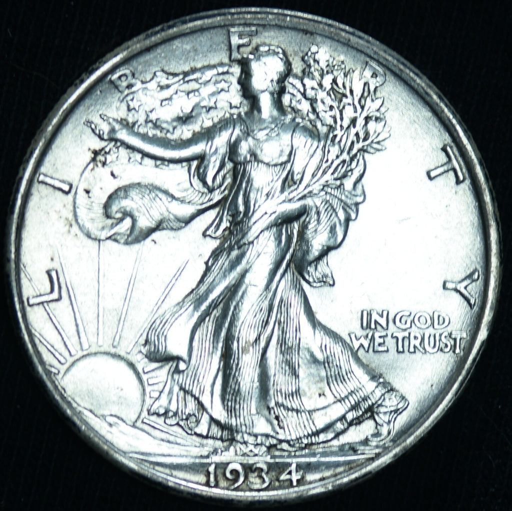 1934 50C Walking Liberty Half Dollar AU ~ 26379