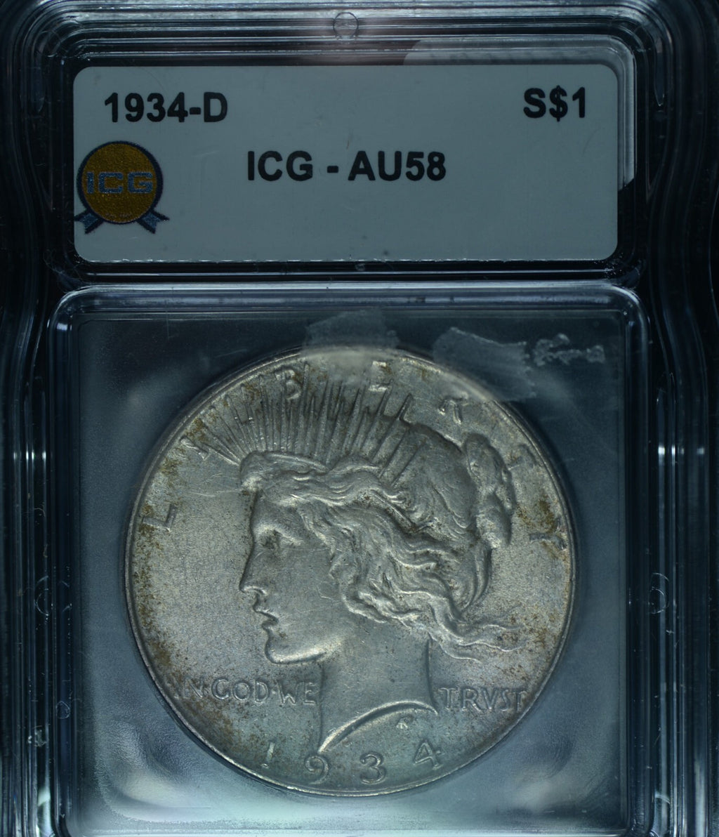 1934-D Peace Dollar AU58 ~ 26484