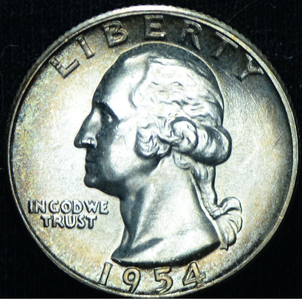1954 25C Washington Quarter Uncirculated Toned - 25528