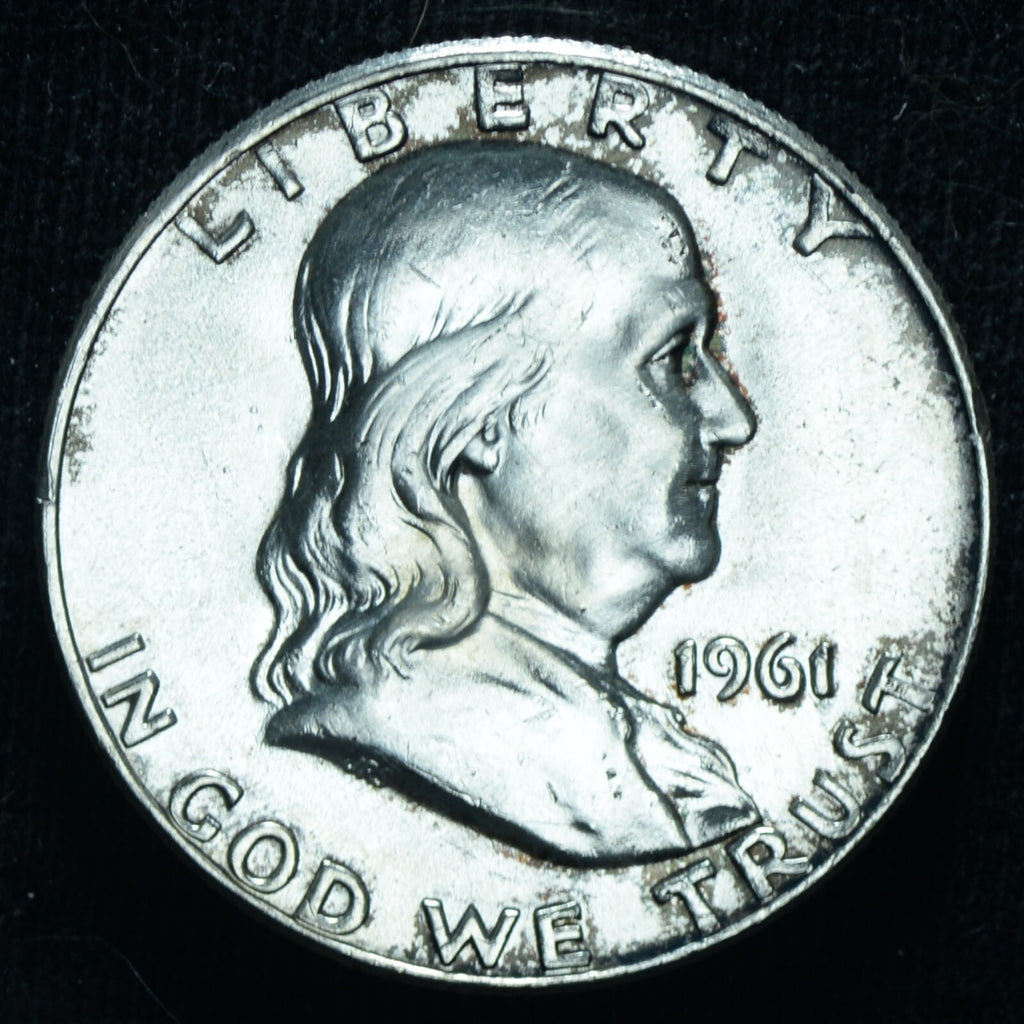 1961 D 50C Franklin Half Dollar UNC Toned ~ 25674