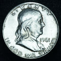 1961 D 50C Franklin Half Dollar UNC Toned ~ 25674