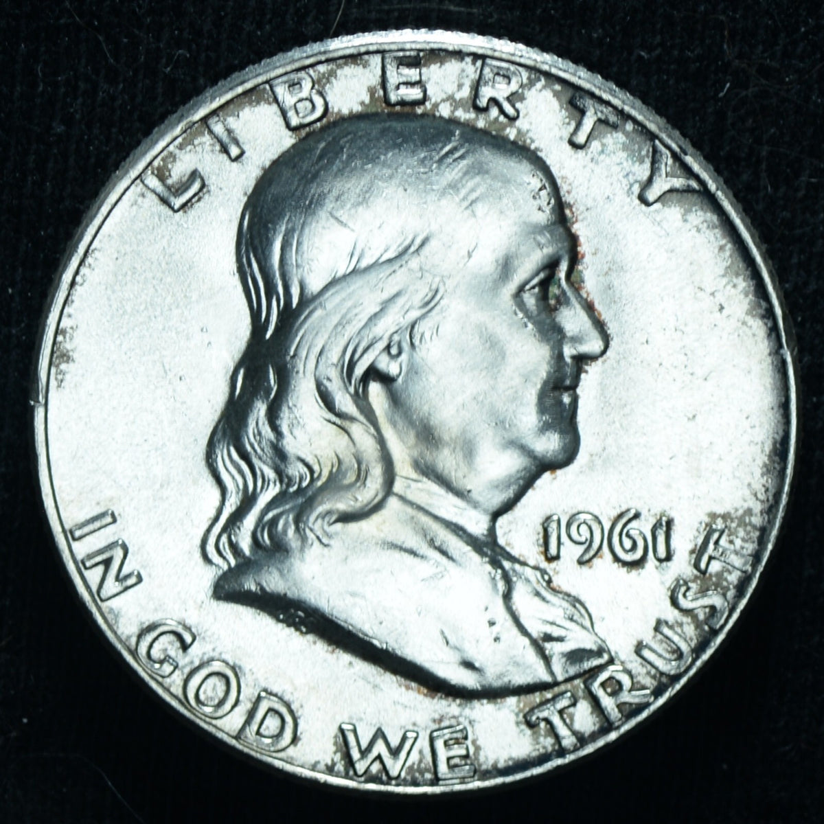 1961 D 50C Franklin Half Dollar UNC Toned ~ 25674