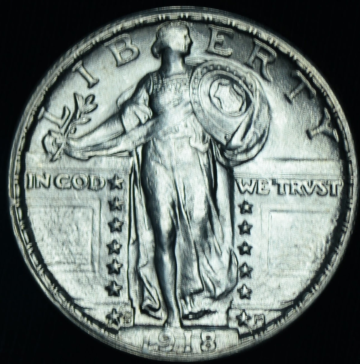 1918-S 25C Standing Liberty Quarter Lustrous BU Scarce This Nice ~ 26432