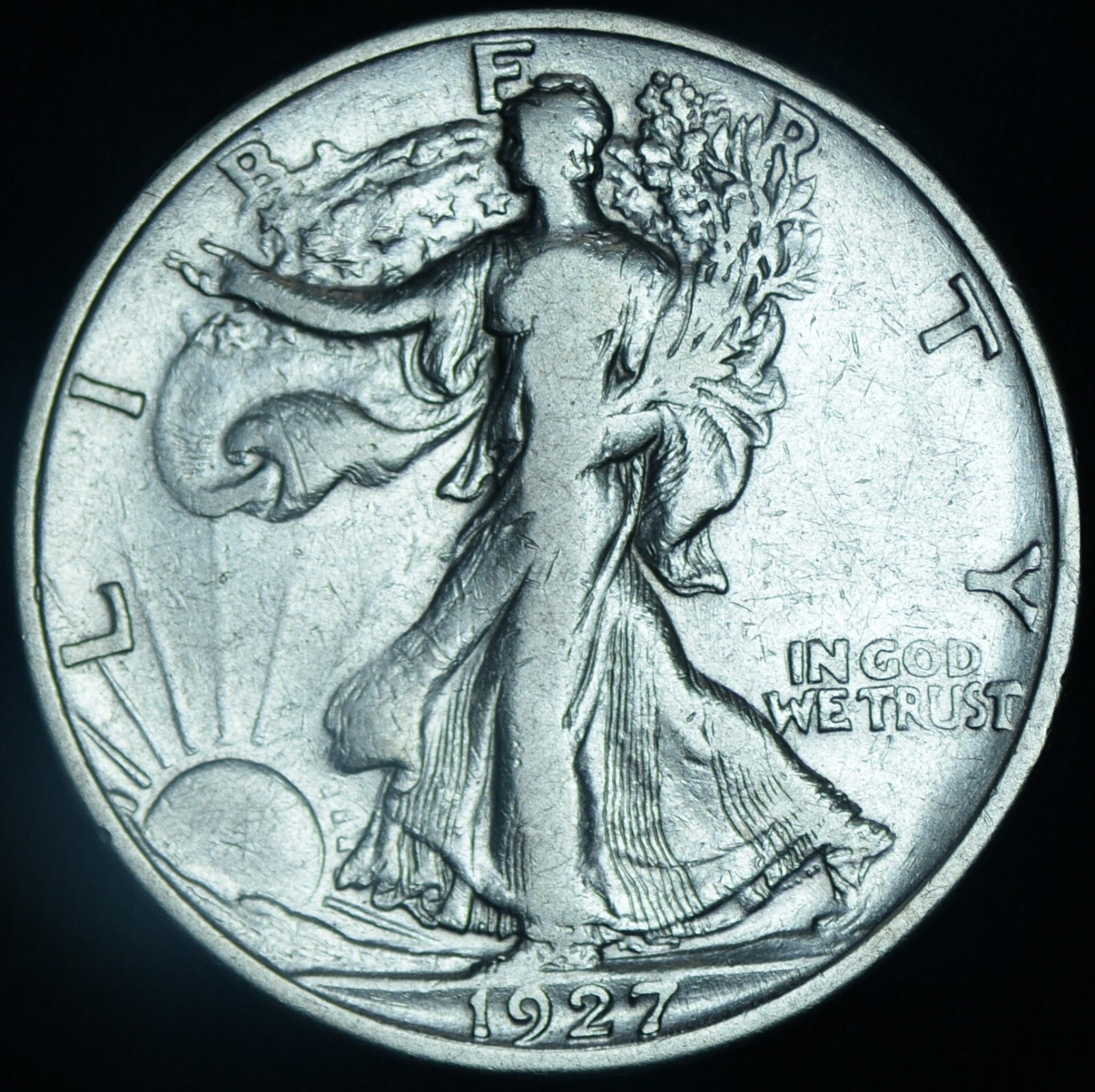 1927-S Walking Liberty Half Dollar XF Tougher ~ 26491