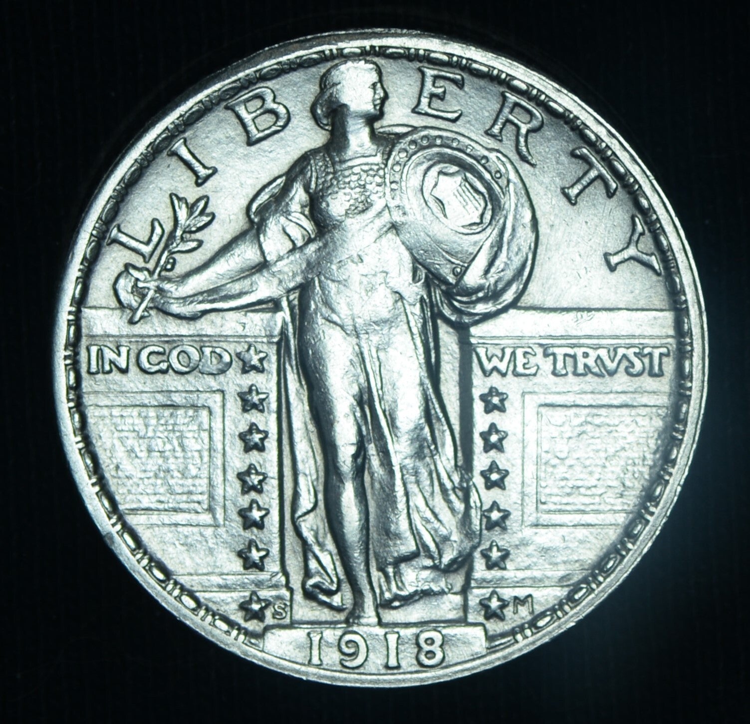 1918-S 25C Standing Liberty Quarter  AU/BU Slider ~ 26539